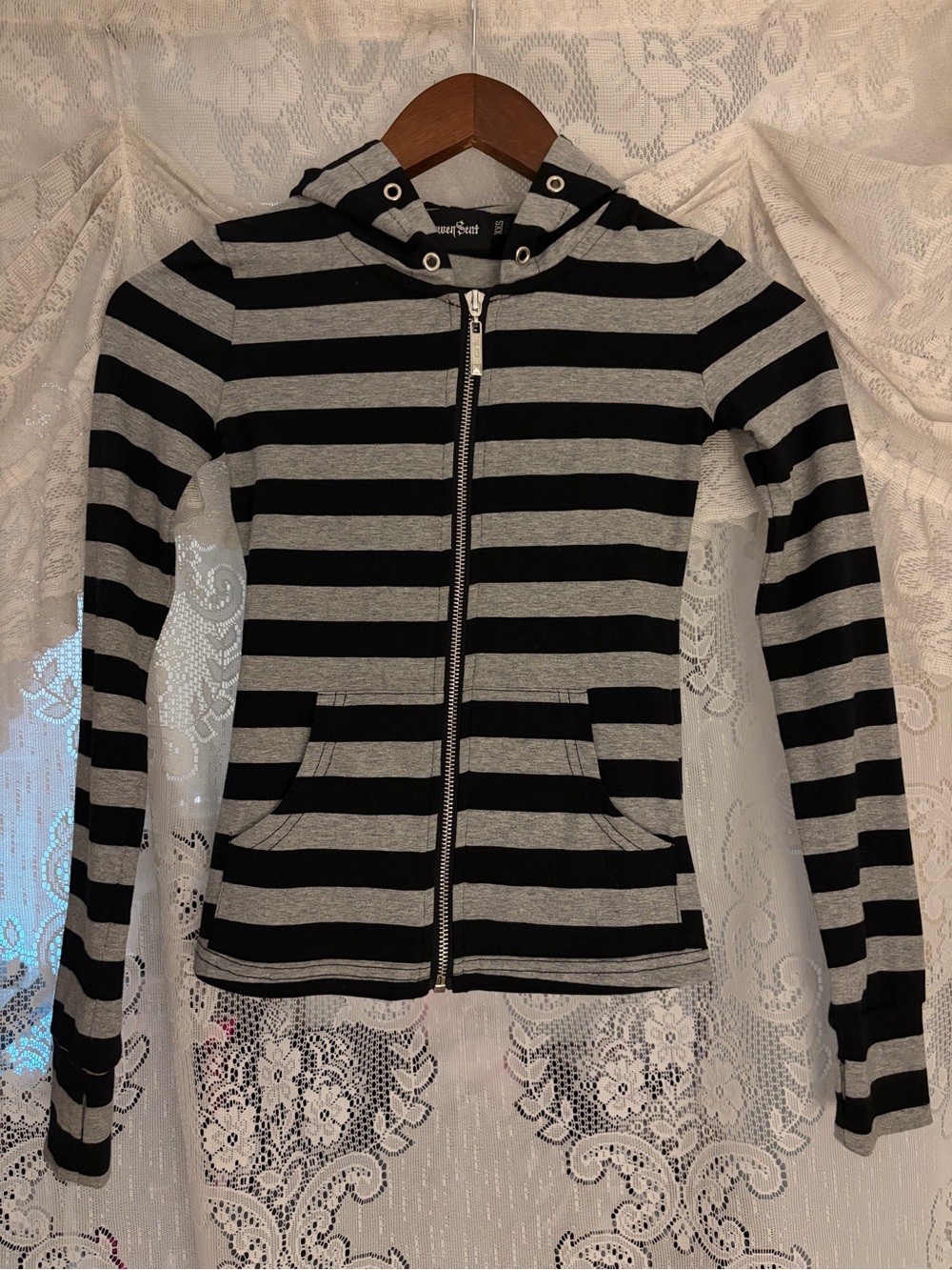 Heaven Sent Striped Hooded Zip-Up Jacket